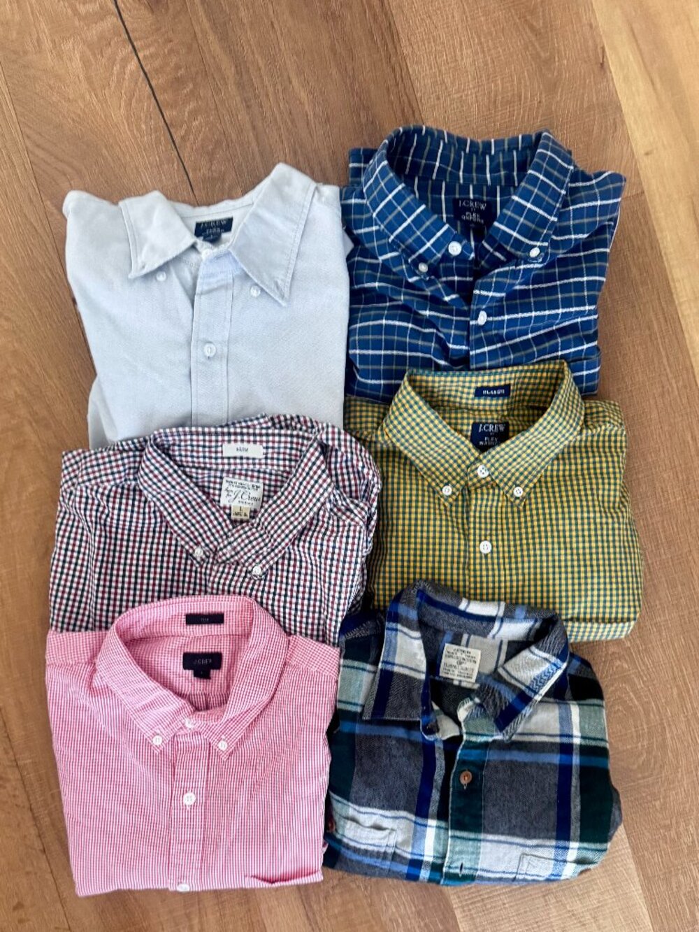 Lot of 6 J.Crew Dress Shirts Men’s M Flex & Slim Fit Button Down Cotton Plaid